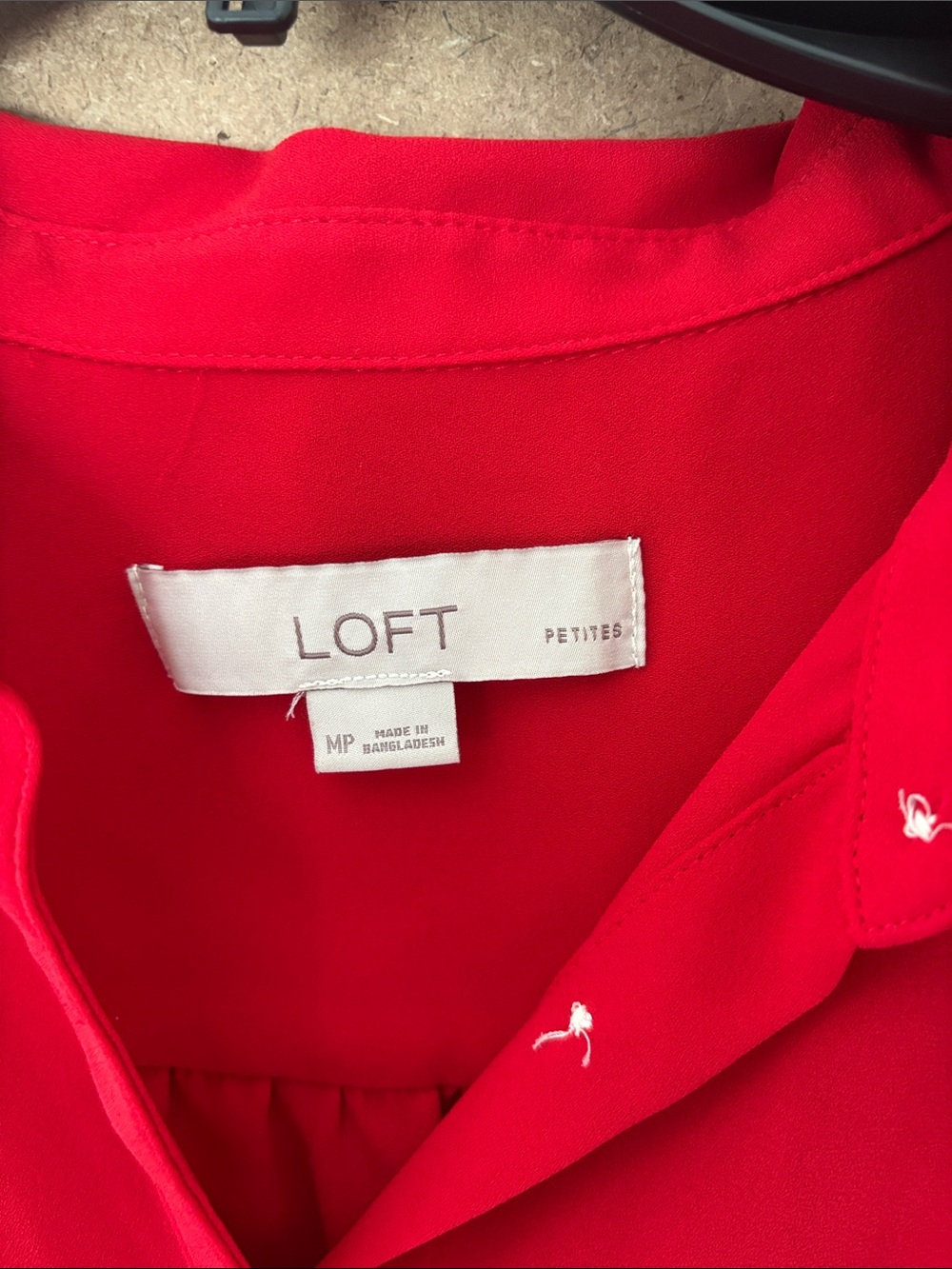 LOFT Vibrant Red Button-Down Blouse - Picture 2 of 2